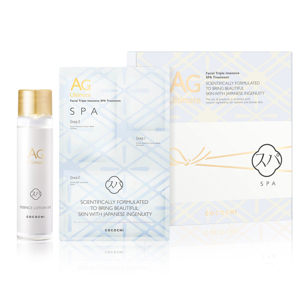 Cocochi AG Facial Triple Itensive SPA Treatment (Essence Cream N, 3 г/Essence Cream Mask, 15 г/Essence Lotion EX, 20 мл). Антивозрастной интенсивный СПА уход тройного действия (набор) Кокочи, 3 продукта Cocochi AG Facial Triple Itensive SPA Treatment (Essence Cream N, 3 г/Essence Cream Mask, 15 г/Essence Lotion EX, 20 мл). Антивозрастной интенсивный СПА уход тройного действия (набор) Кокочи, 3 продукта